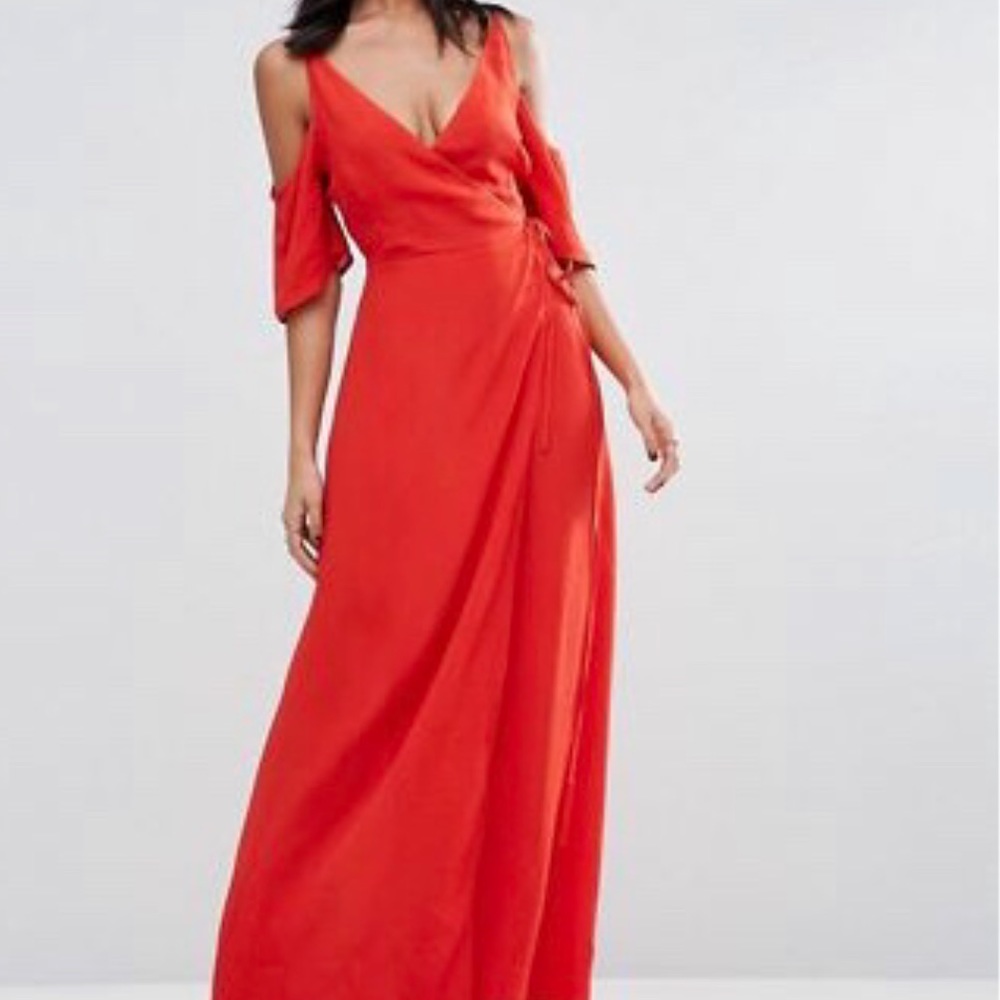 ASOS red wrap front maxi